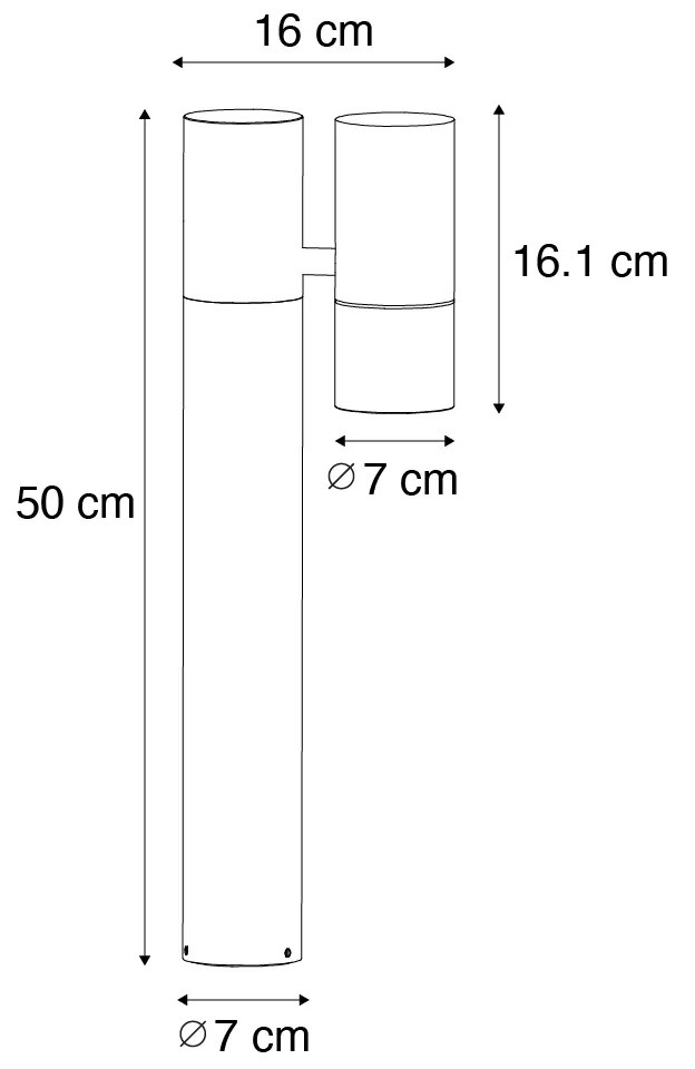 Lampada da esterno nera con picchetto e pressacavo 50cm IP44 - Solo Deluxe