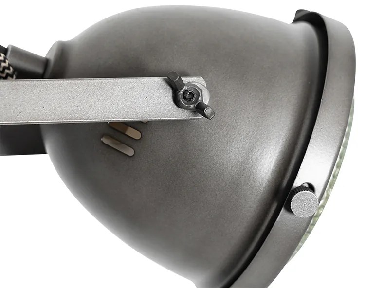 Lampada da terra industriale in acciaio con legno 2 luci - Emado