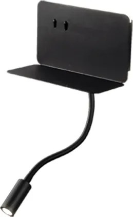 Applique STAN 20 cm in metallo con retroilluminazione LED e caricatore Usb Nero