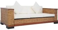 Divano a 2 Posti con Cuscini Marrone in Rattan Naturale cod mxl 19523