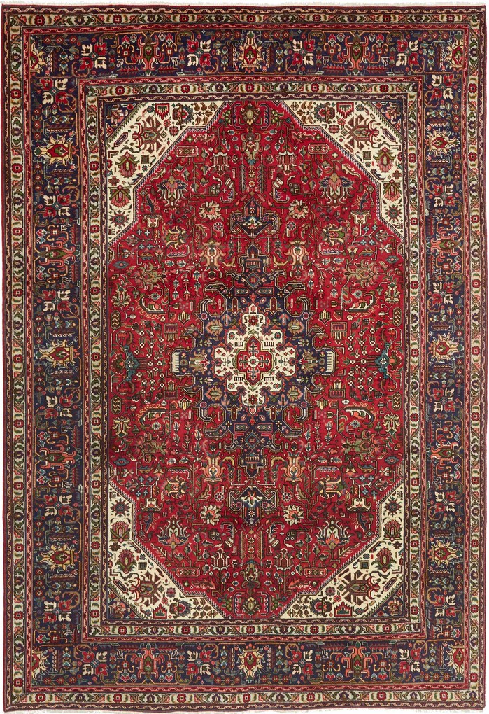 Tabriz Tappeto 200x290 Rosso (Iran) Annodato A Mano