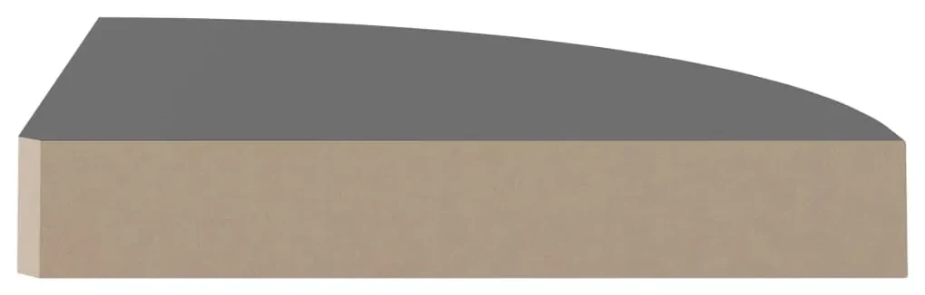 Scaffali angolari a parete 4 pz grigio lucido 25x25x3,8 cm mdf