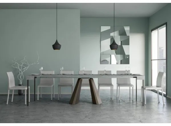 Consolle allungabile DIAMANTE 90x40/300 cm Cemento telaio Orso