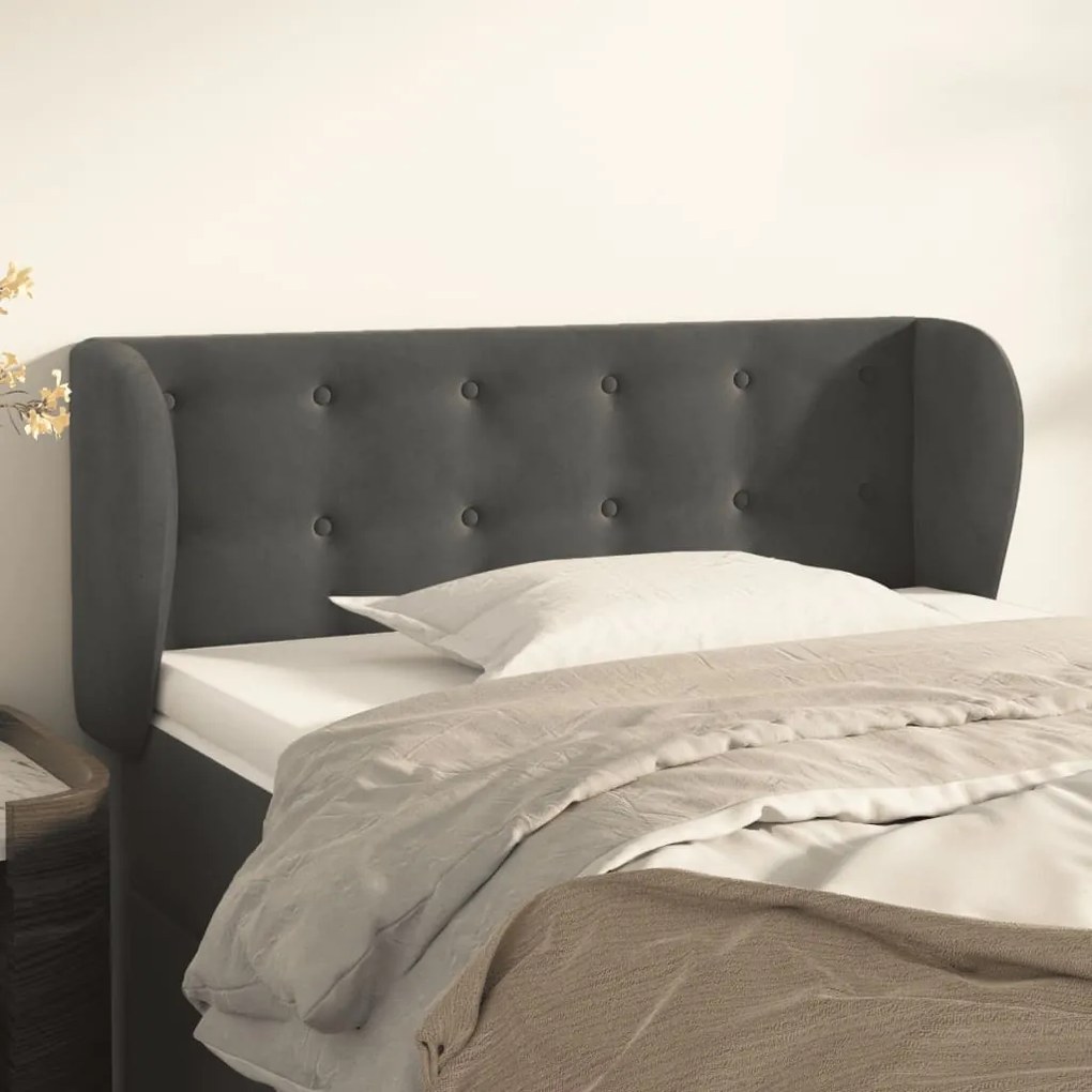 Testiera Ad Orecchio Grigio Scuro 93x23x78/88 Cm İn Velluto /