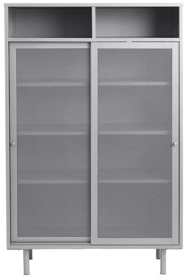 Armadietto grigio in metallo con ante scorrevoli 90x140x40 cm Veep – Unique Furniture