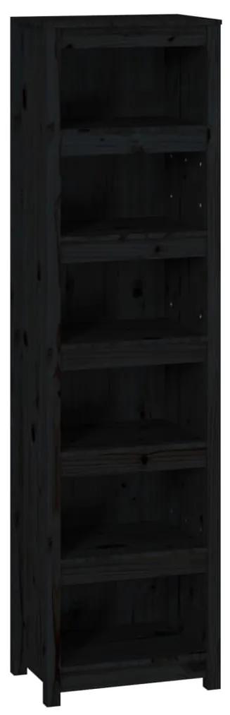 Libreria nera 50x35x183 cm in legno massello di pino