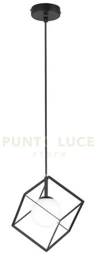 Sospensione in metallo verniciato nero cube 15 x 15cm 1 luce attacc...