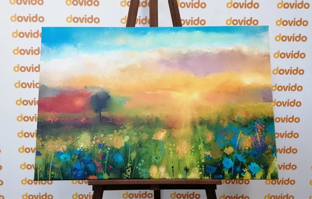 Quadro su tela – Pittura a olio di fiori di campo