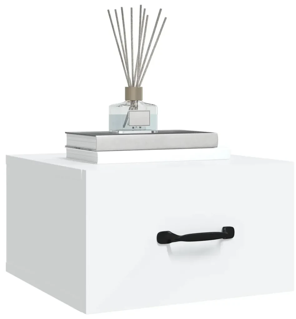 Comodini a muro 2 pz bianchi 35x35x20 cm