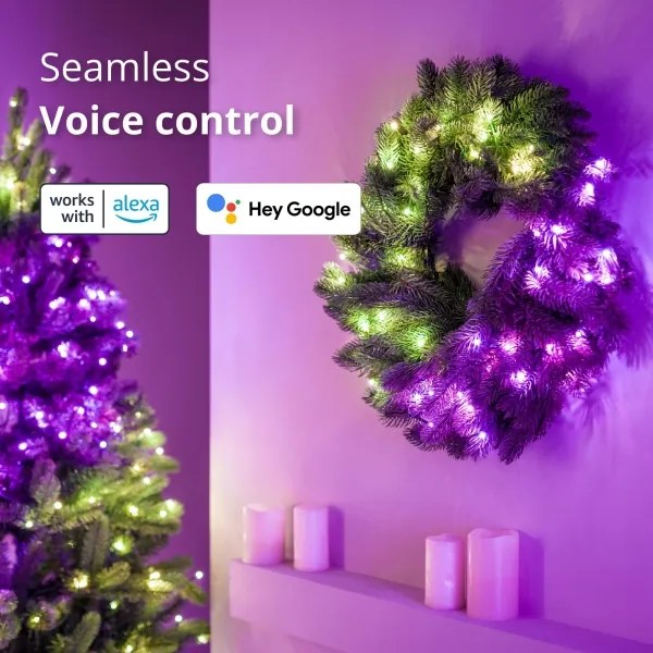 Twinkly GD20P4425P00 - LED RGB Dimmerabile Ghirlanda di Natale 50xLED diametro 60 cm Wi-Fi