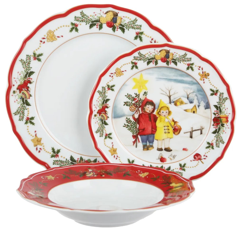 Set posto tavola 3 piatti Natale bambini rosso