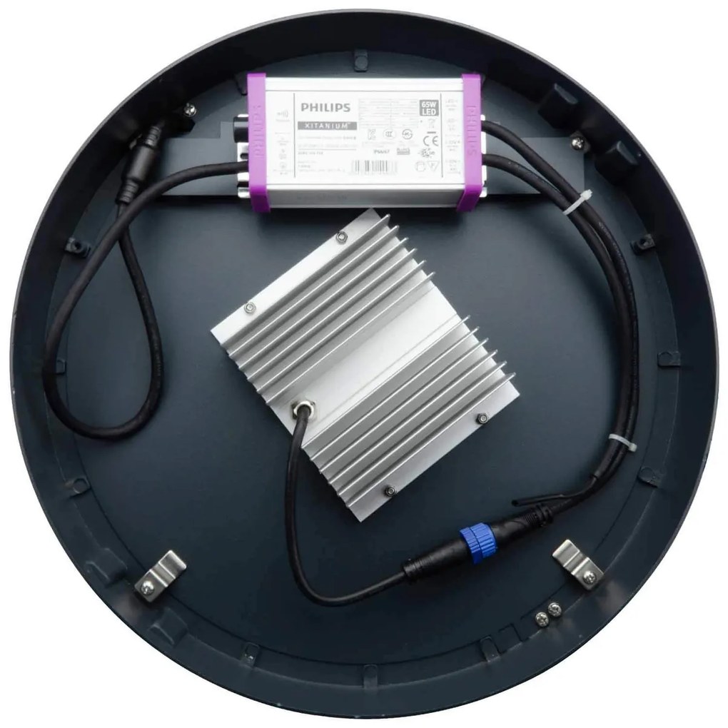 Lampione Stradale 65W Iron Black1-10V Programmabiledriver Philips Colore Bianco Caldo 2.700K