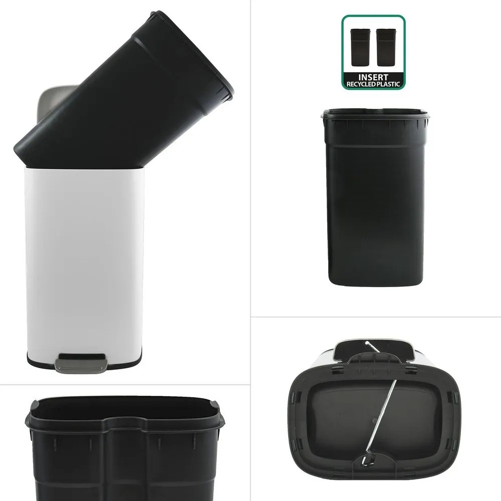 Cestino per la spazzatura bianco opaco in acciaio con pedale 50 l Akira – Spirella