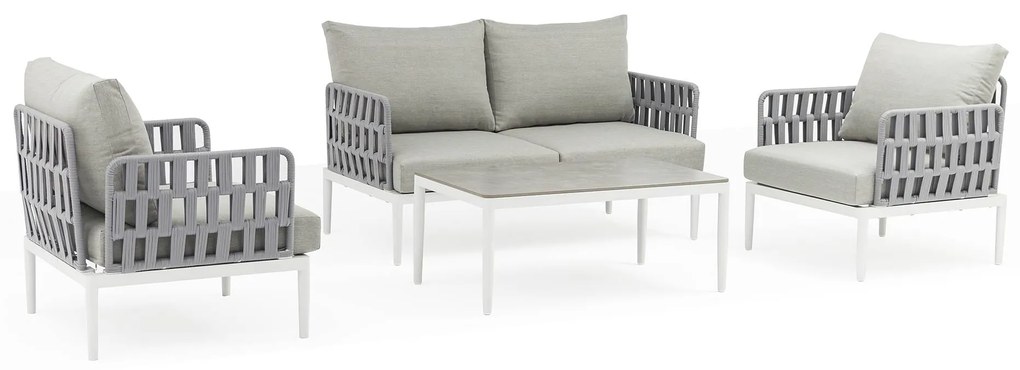 CASCADA - salotto outdoor con struttura in alluminio grigio chiaro, antracite o naturale