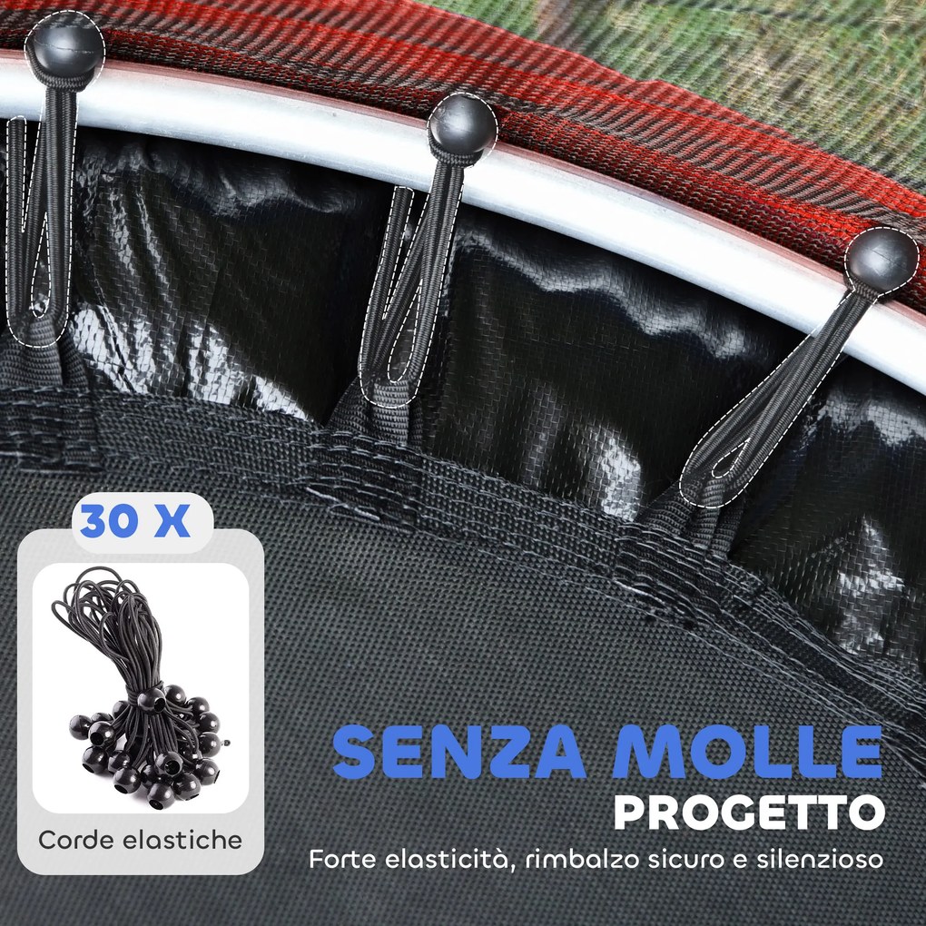 Trampolino per Bambini 3-6 Anni Ø160x190 cm con Rete di Sicurezza Senza Molle Multicolore...