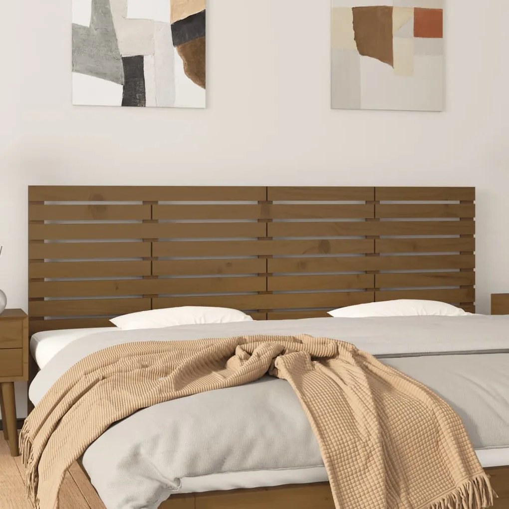 Testiera Da Parete Ambra 166x3x63 Cm İn Legno Massello Di Pino /