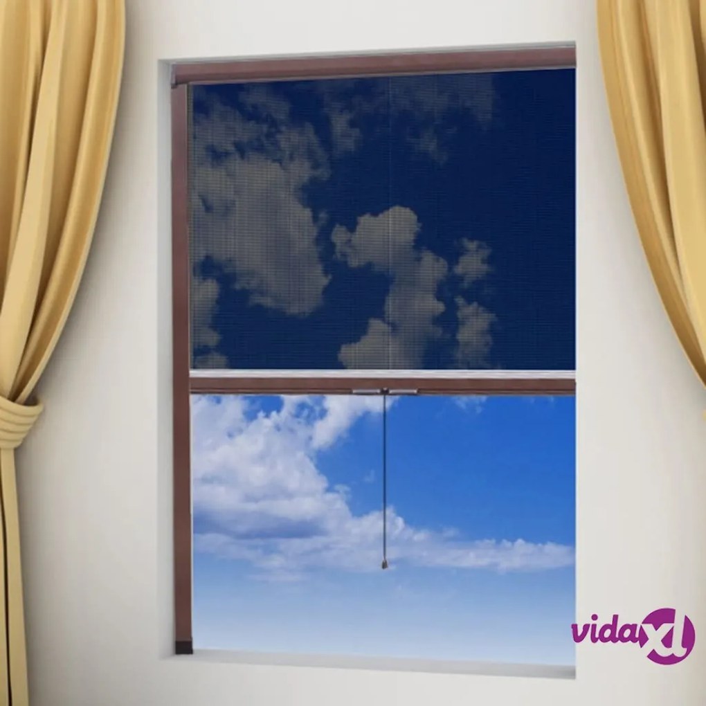 vidaXL Zanzariera avvolgibile a rullo per finestre marrone 80 x 170 cm