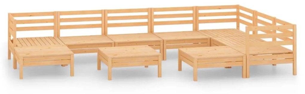 Set salotto da giardino 10 pz in legno massello di pino