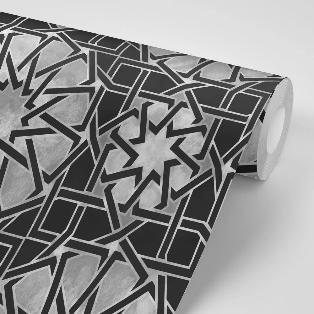 Carta da parati – Mosaico Orientale in Bianco e Nero