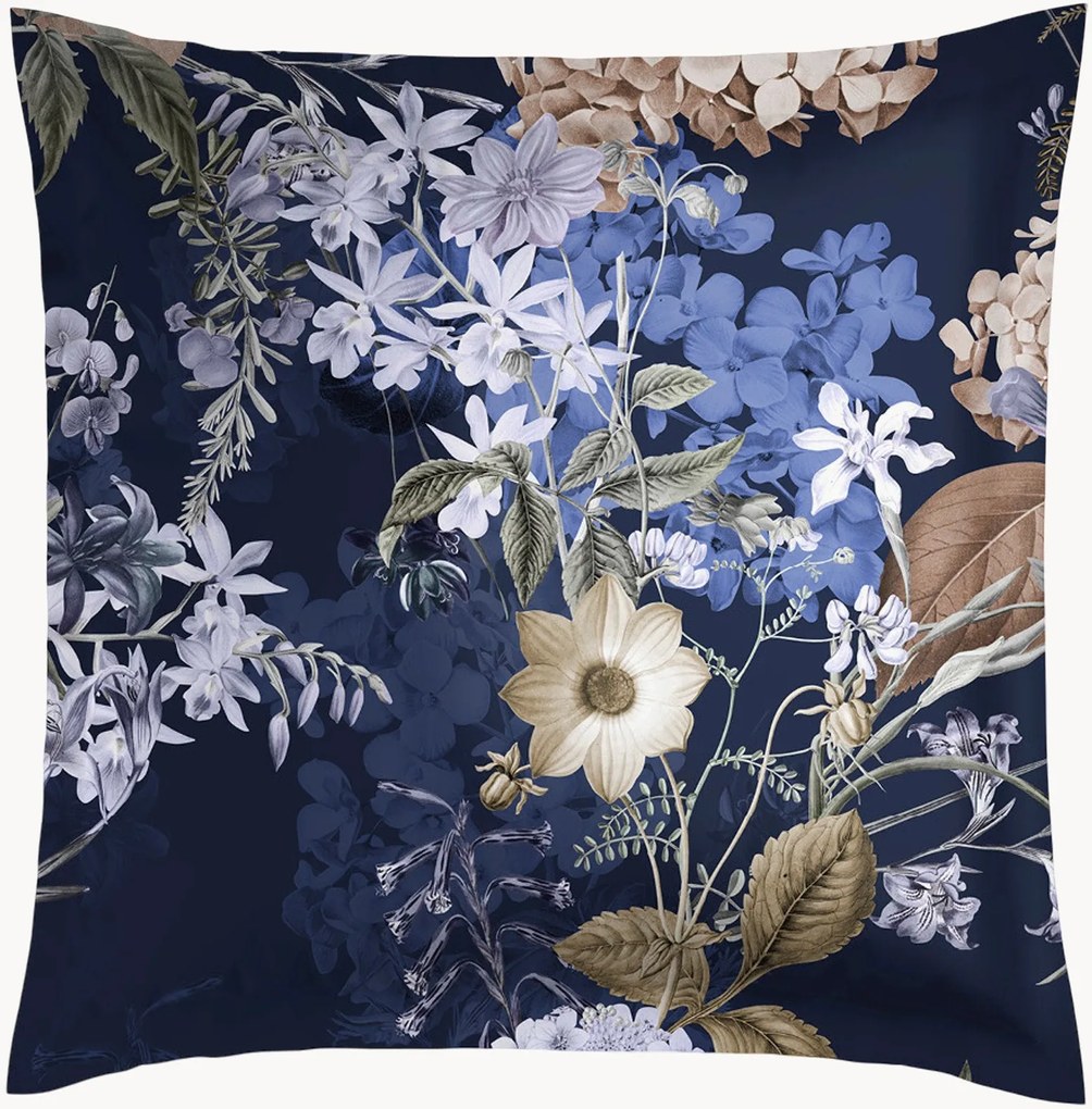 Set di 2 federe in raso di cotone Bouquet d'Hortensias