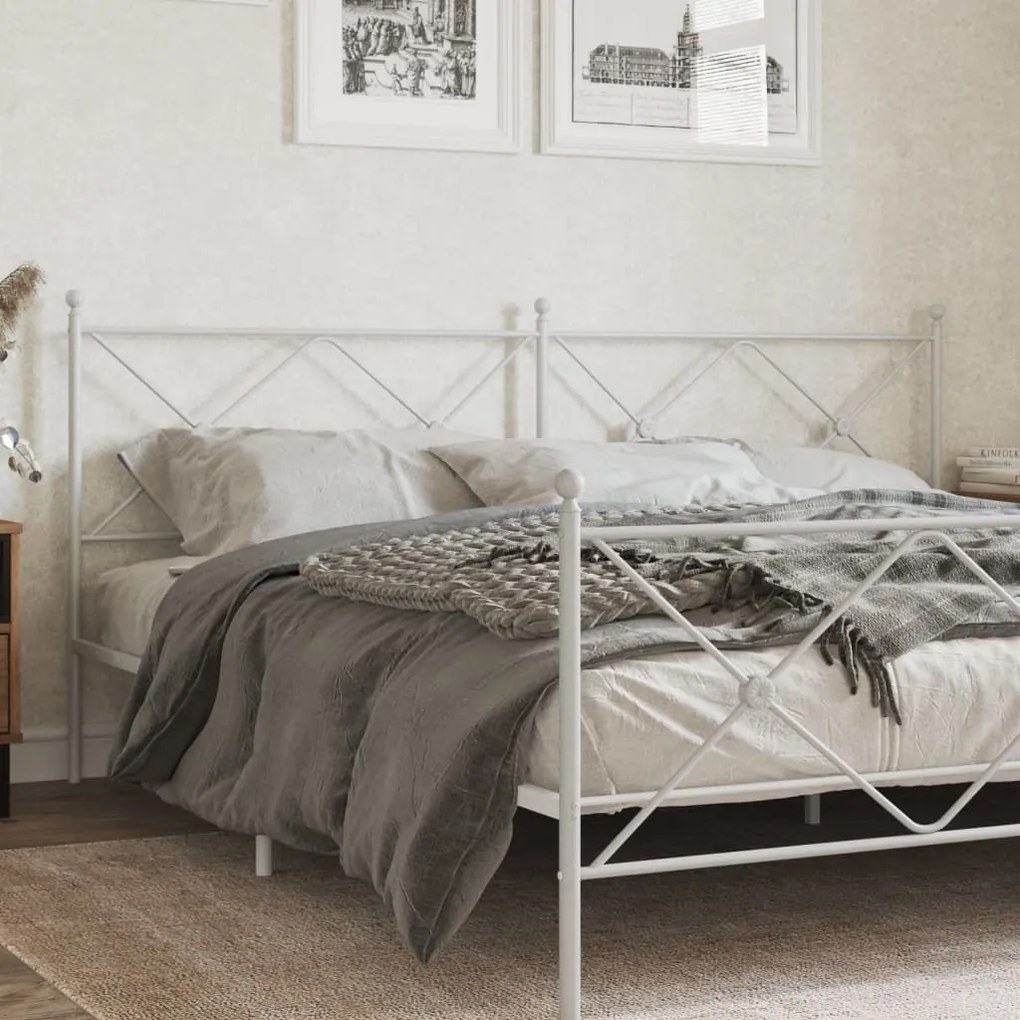 Testiera İn Metallo Bianco 193 Cm /