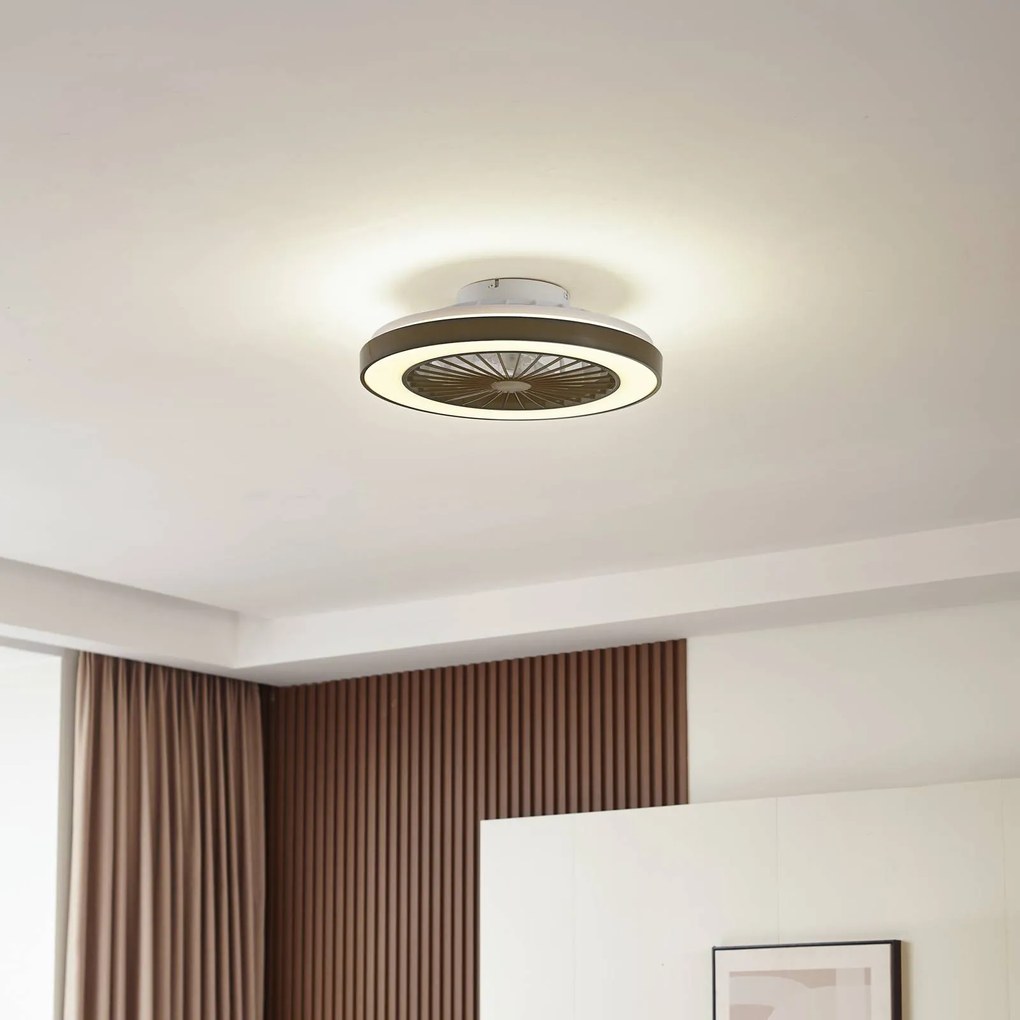 Lindby Ventilatore da soffitto LED Teleo, Ø48 cm, nero, DC, Tuya Teleo Lindby, dimmerabile, Nero, Soggiorno / Sala da pranzo, Plastica, Moderno