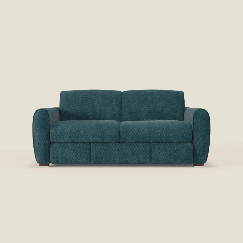 Kaleo Divano letto moderno con materasso H17 cm - in raffinato tessuto impermeabile T26 petrolio