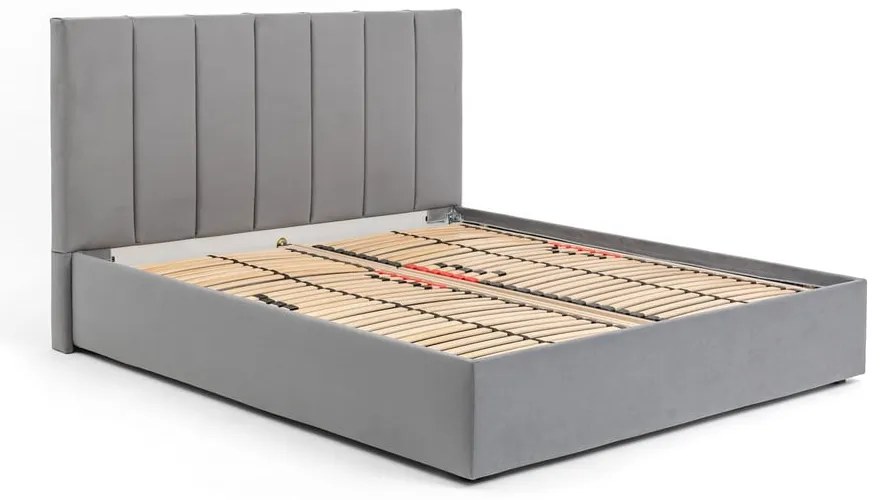 Letto matrimoniale imbottito grigio con contenitore con rete inclusa 160x200 cm Thessa Bold Line – Bonami Selection