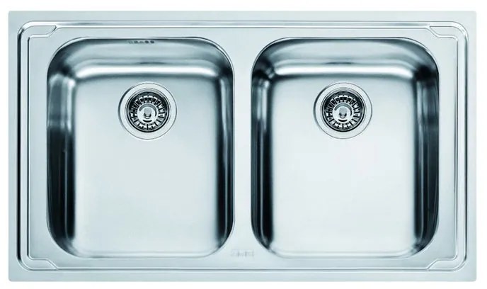 Lavello integrato 2 vasche FRANKE Logica line inox L 50 x L 86 cm argento