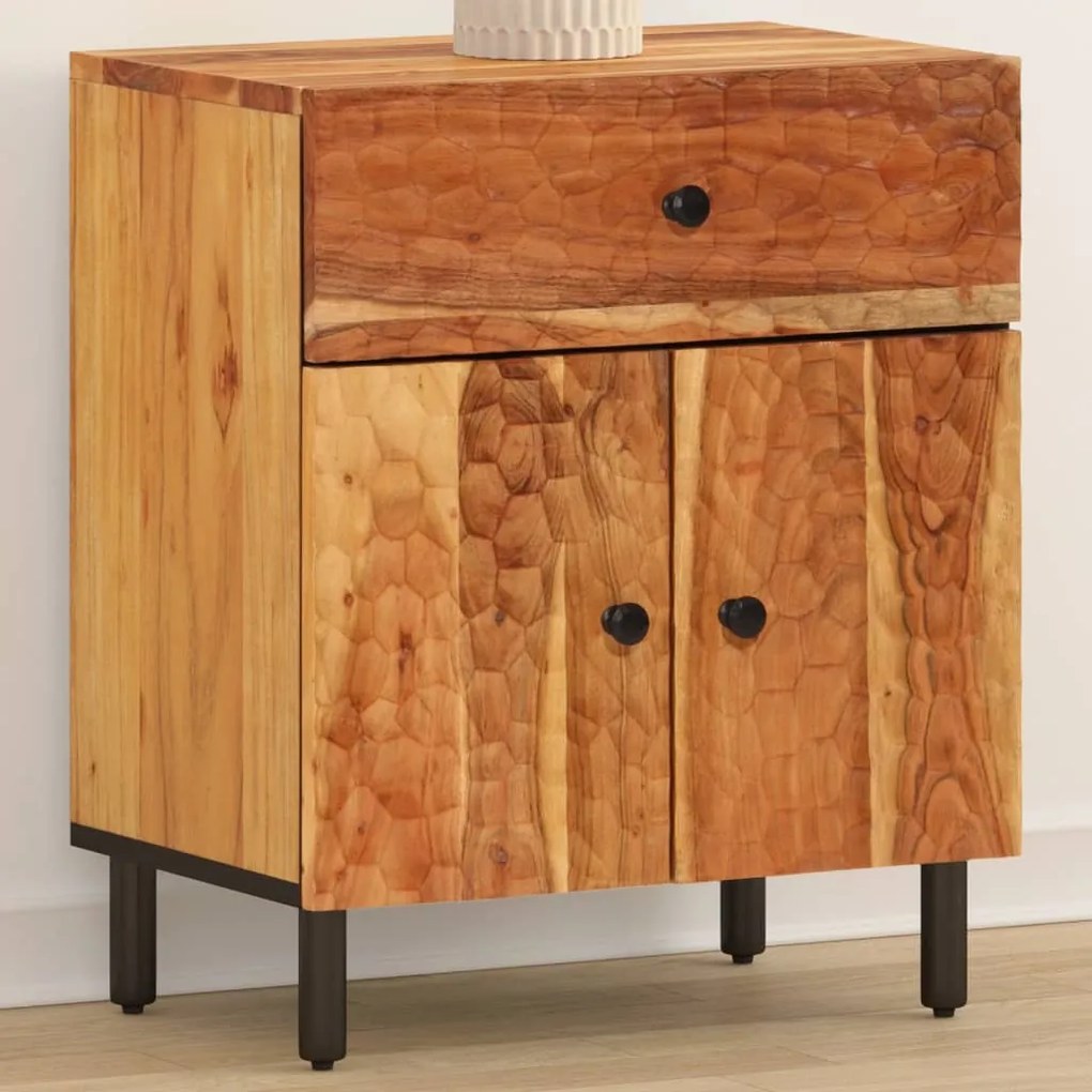 Comodino 50x33x60 Cm İn Legno Massello Di Acacia /
