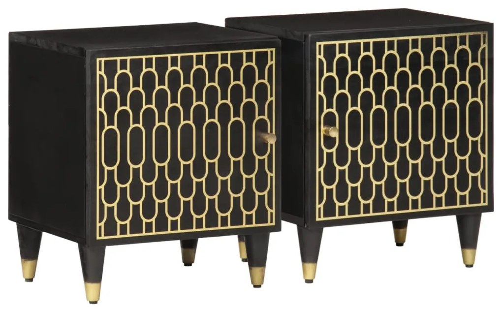 Comodini 2pz 40x33x46 Cm İn Legno Massello Di Mango /