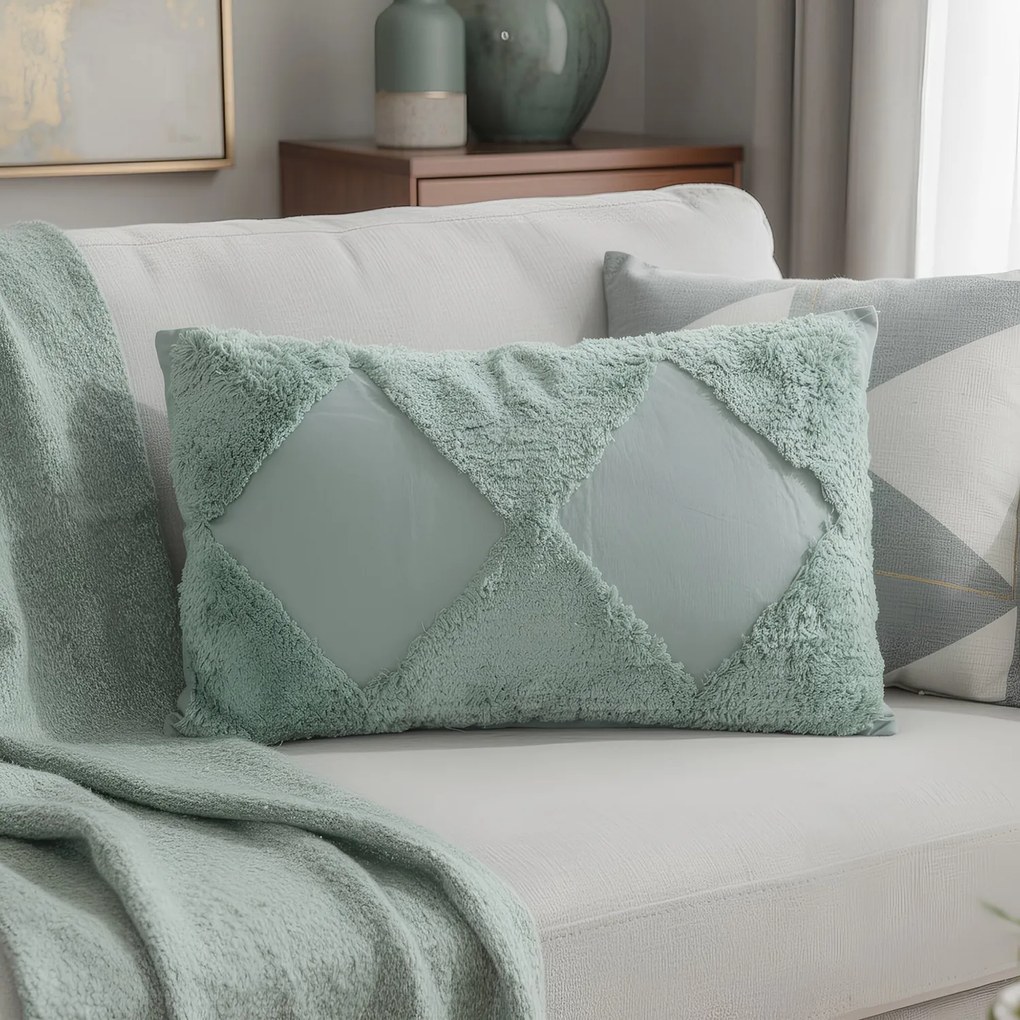 Cuscino divano 30x50 cm rombi verde acqua