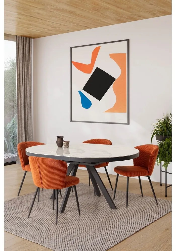 Tavolo da pranzo rotondo allungabile con piano aggiuntivo in ceramica ø 120 cm Bela - Marckeric