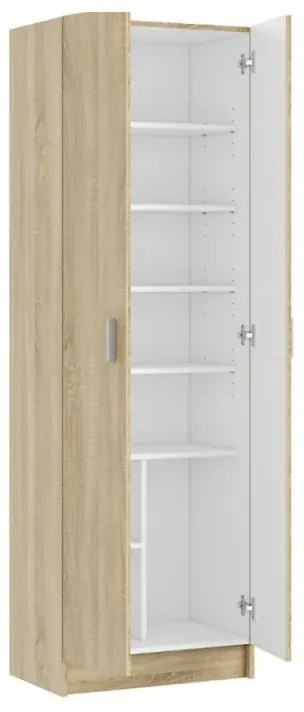 Mobile scarpiera H 180 cm in legno rovere canadese con ante e ripiani regolabili