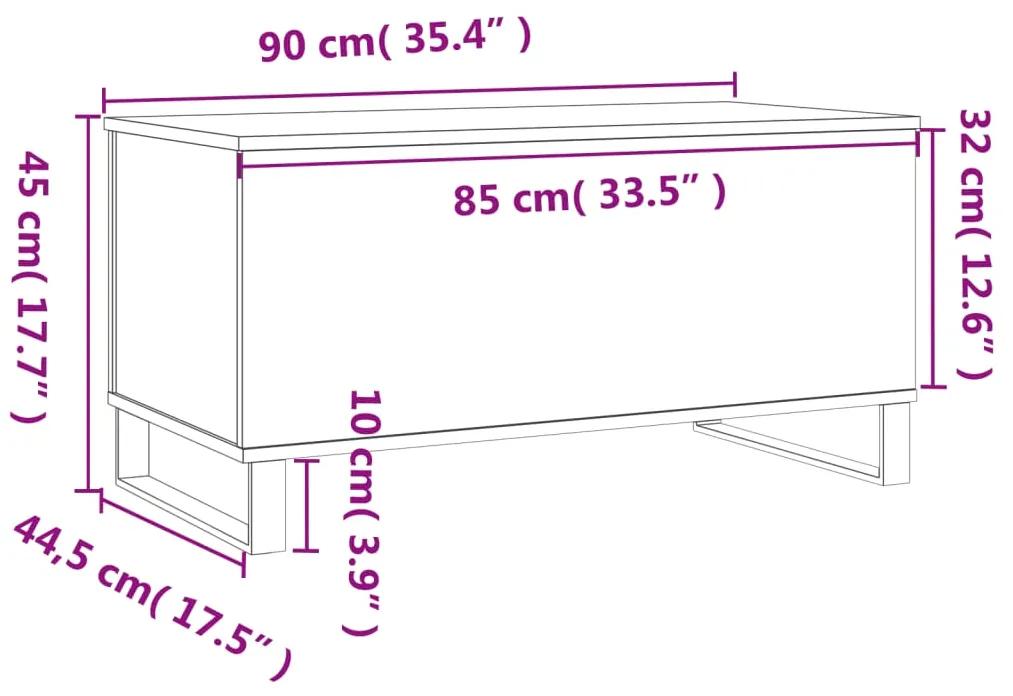 Tavolino da Salotto Rovere Fumo 90x44,5x45 cm Legno Multistrato