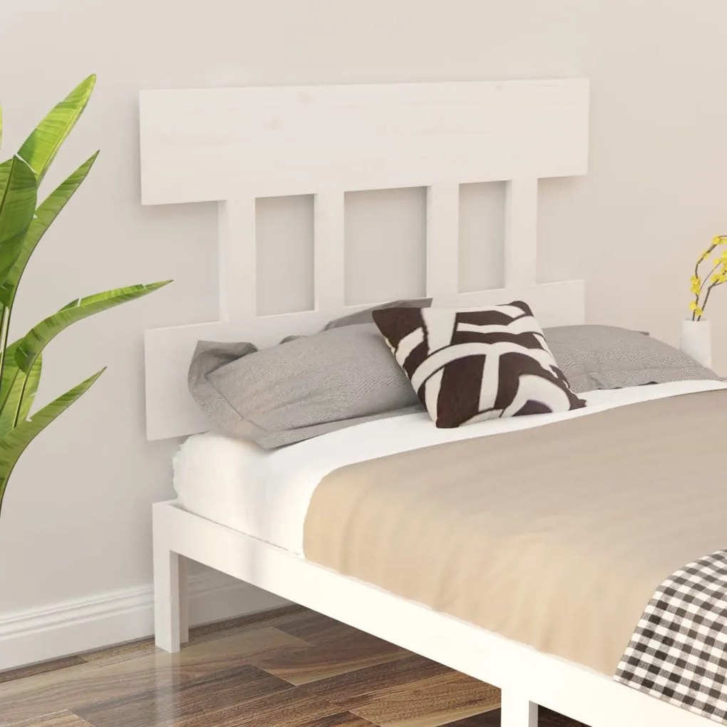 Testiera Per Letto Bianca 103,5x3x81 Cm Legno Massello Di Pino /