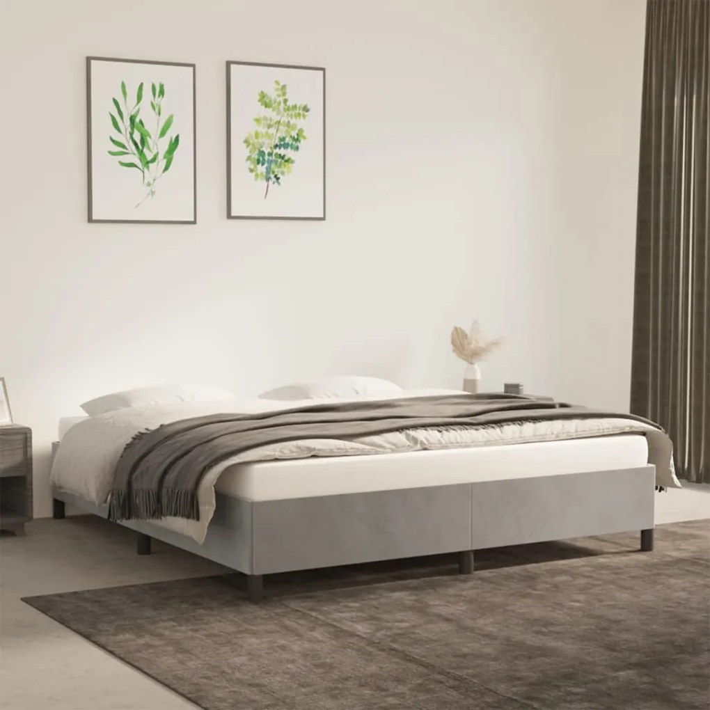 Giroletto Senza Materasso Grigio Chiaro 160x200 Cm Velluto /
