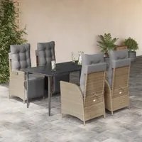 Set Pranzo da Giardino 5 pz con Cuscini Beige Misto Polyrattan 3213451