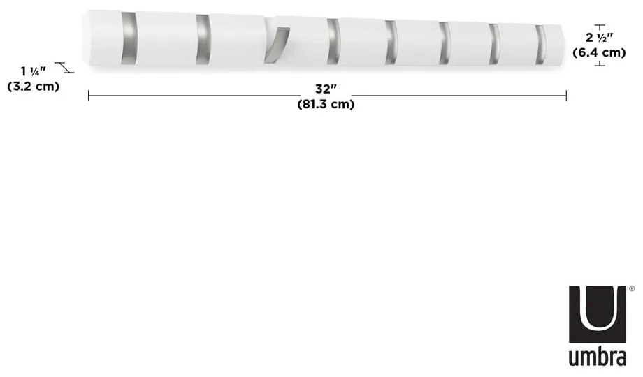 Appendiabiti da parete bianco in legno di pioppo Flip - Umbra