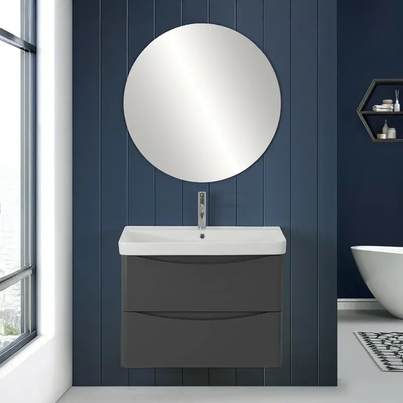 Mobile bagno sospeso 80 cm antracite con specchio a filo Zen