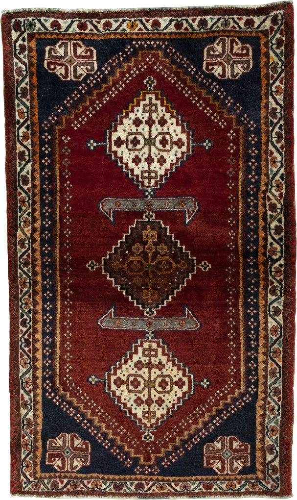 Shiraz Tappeto 110 x 180 Rosso (Iran) Annodato A Mano