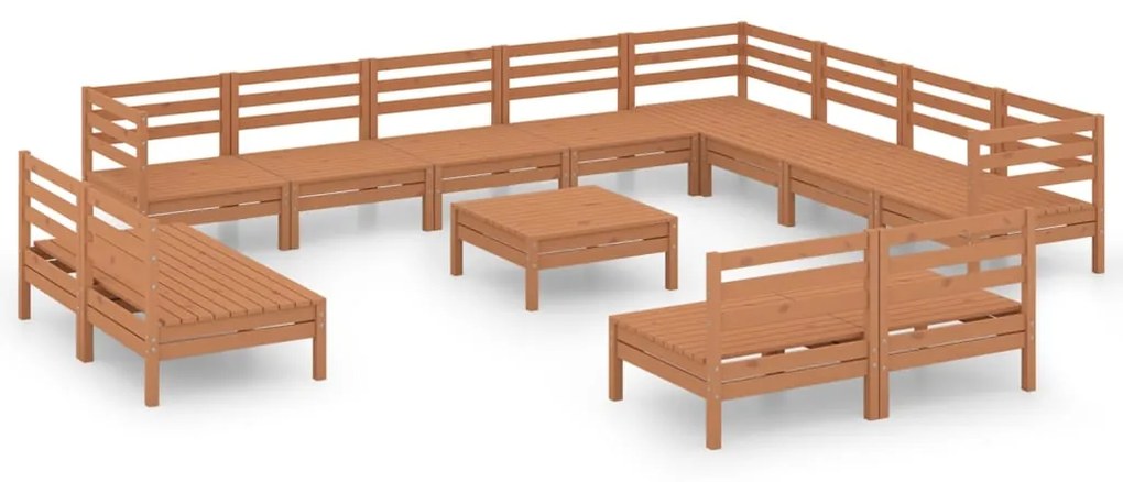 Set Salotto da Giardino 13 pz in Legno Massello di Pino Miele