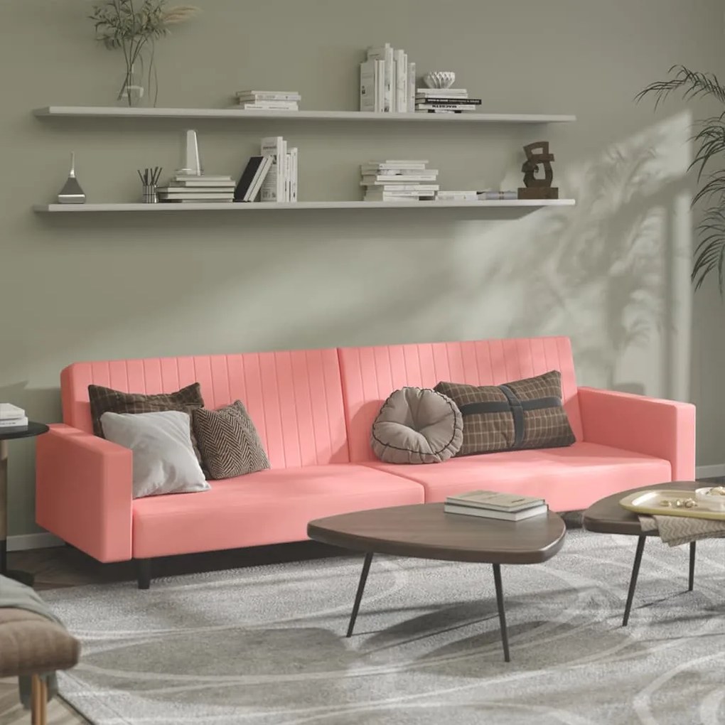 Divano Letto A 2 Posti Rosa İn Velluto /