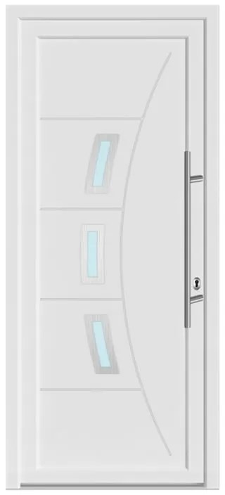 Portoncino d'ingresso 20021  con vetro L 80 x H 210 cm in PVC bianco, apertura spingere a sinistra