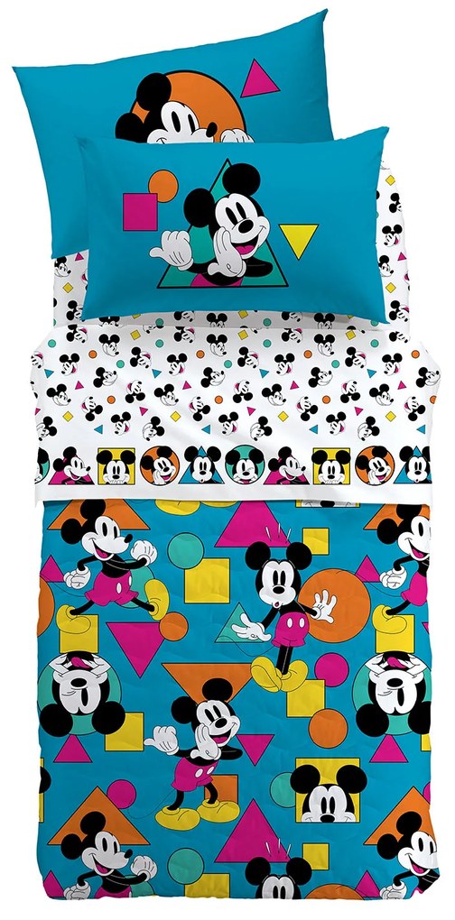 Completo Lenzuola Singolo Mickey geo Disney, in cotone