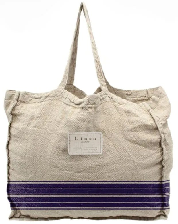 Borsa in tessuto a righe blu, larghezza 42 cm - Really Nice Things