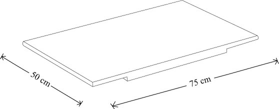 Spianatoia in legno per impasti tradizionali senza bordo con mattarello 75x50 cm