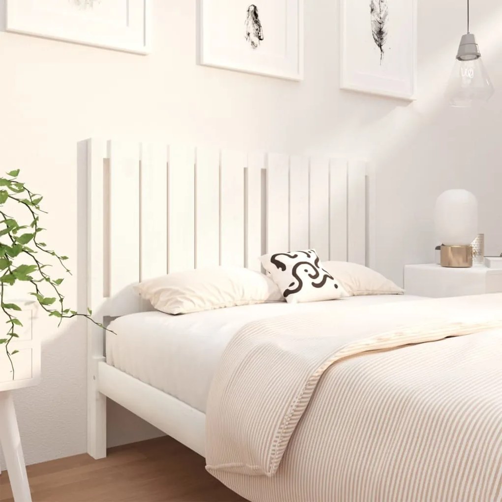 Testiera Per Letto Bianca 125,5x4x100 Cm Legno Massello Di Pino /
