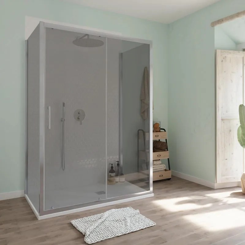 Box doccia con ingresso frontale Bilbao L 100 x H 190 cm vetro senza finitura / trasparente profilo grigio cromato