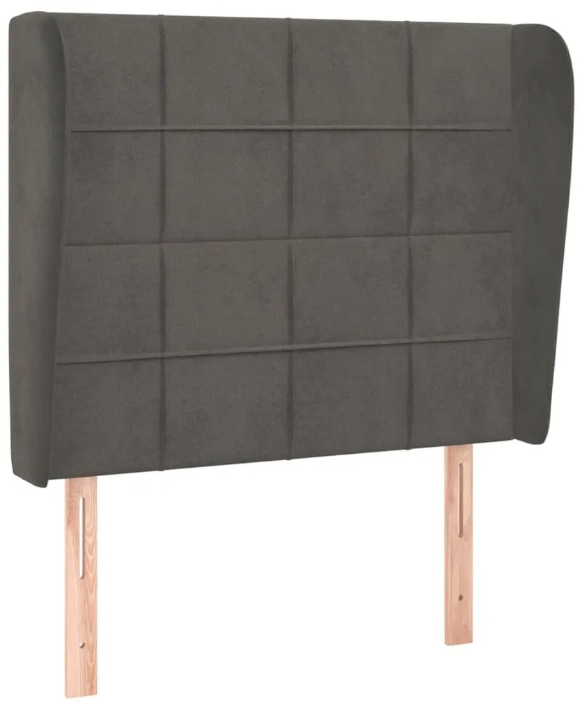 Testiera ad orecchio grigioscuro 103x23x118/128cm in velluto
